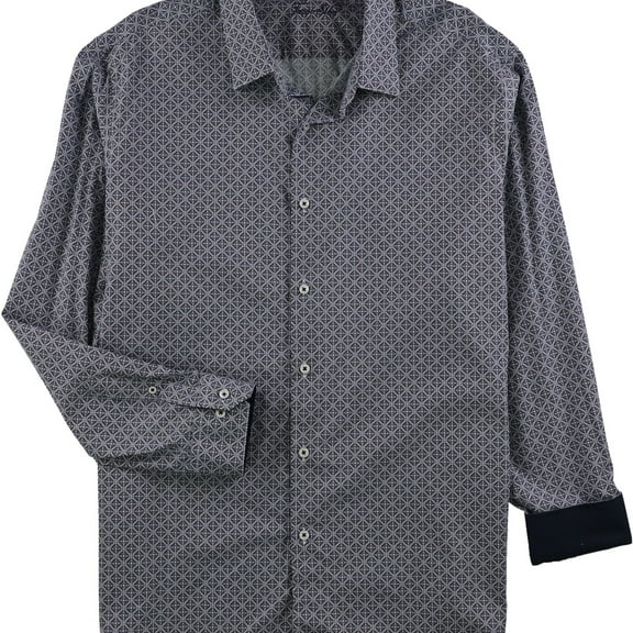 Tasso Elba Mens Meddalion Print Button Up Shirt, Multicoloured, Small