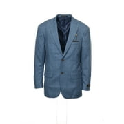 Tasso Elba Mens Medium Wool/Linen Blend Plaid Blazer 40 Regular, Blue