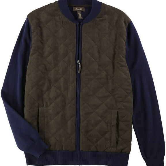 Tasso Elba Mens Mesh Quilted Jacket, Blue, Large