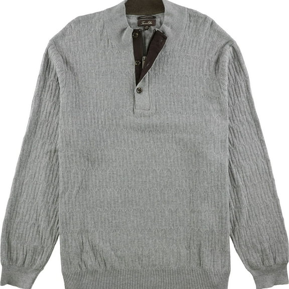 Tasso Elba Mens Mock Neck Textured Pullover Sweater, Grey, XXX-Large