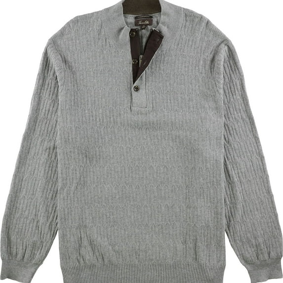 Tasso Elba Mens Mock Neck Textured Pullover Sweater, Grey, XXX-Large