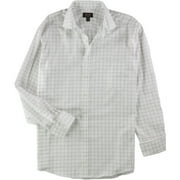 Tasso Elba Mens Non-Iron Button Up Dress Shirt, White, 16.5" Neck 34"-35" Sleeve