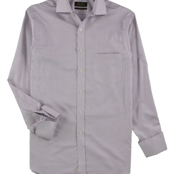 Tasso Elba Mens Non-Iron Button Down Dress Shirt, Purple, 14.5" Neck 32"-33" Sleeve