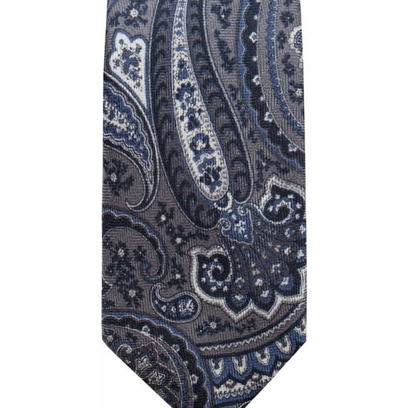Tasso Elba Mens Paisley Self-tied Necktie, Grey, One Size