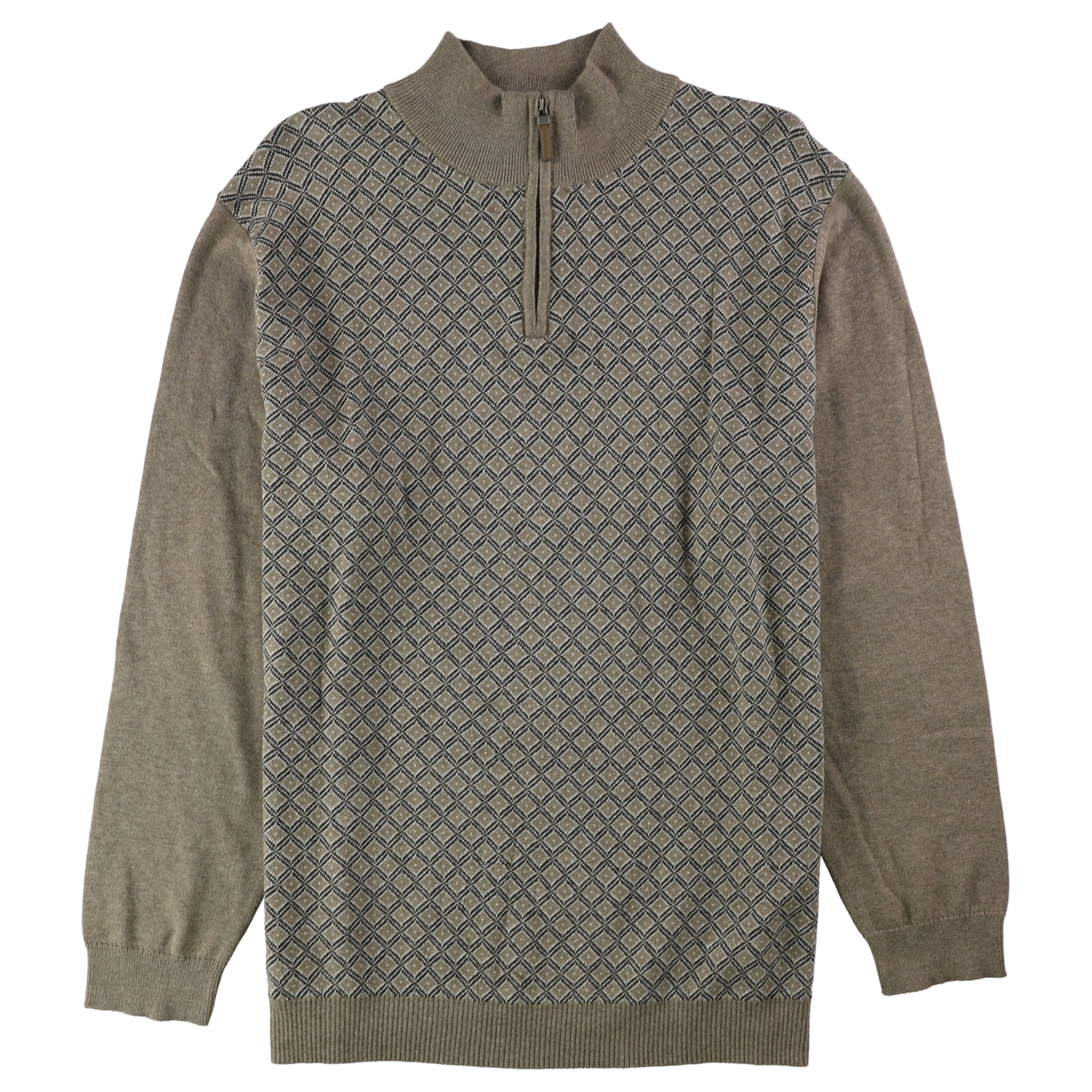 Tasso Elba Mens Patterned Quarter Zip Knit Sweater Blue Large