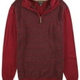 thumbnail image 1 of Tasso Elba Mens Patterned Quarter Zip Knit Sweater, Red, Small, 1 of 1