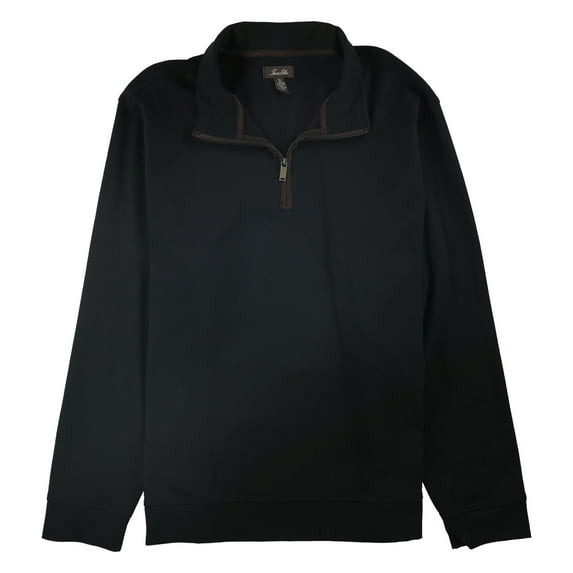 Tasso Elba Mens Piped 1/4 Zip Pullover Sweater, Black, XX-Large