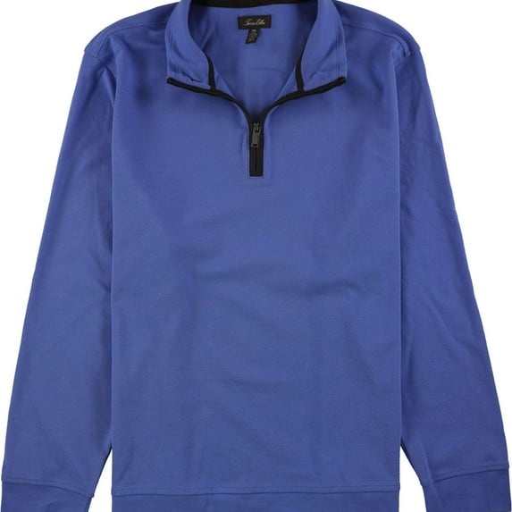 Tasso Elba Mens Piped 1/4 Zip Pullover Sweater, Blue, X-Large