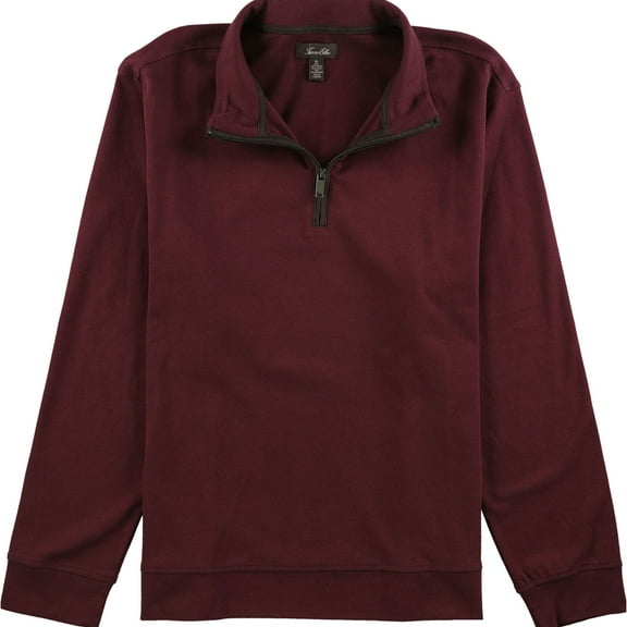 Tasso Elba Mens Piped 1/4 Zip Pullover Sweater, Red, XXX-Large