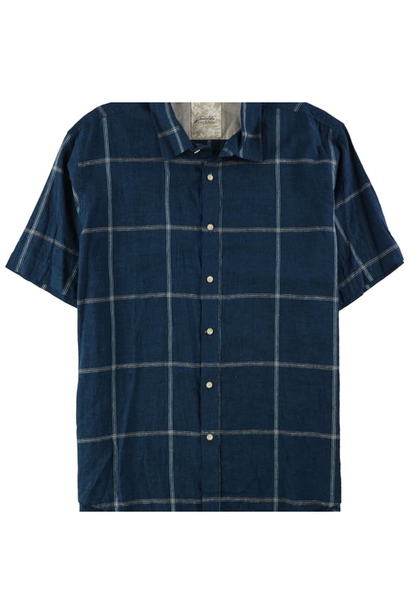 Mens Plaid Button Up Shirt, Blue, XX-Large