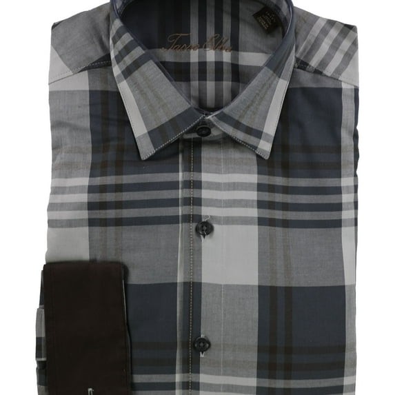 Tasso Elba Mens Plaid Ls Button Up Shirt