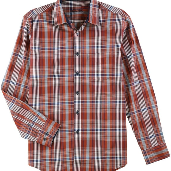 Tasso Elba Mens Plaid Ls Button Up Shirt