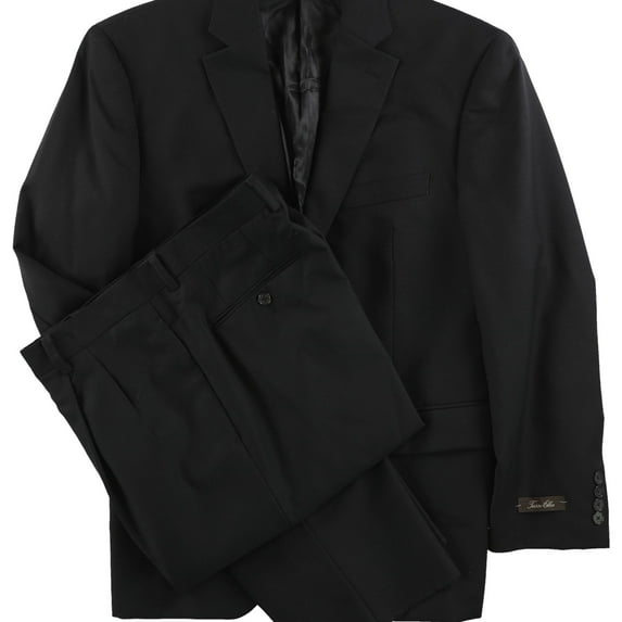 Tasso Elba Mens Professional Two Button Formal Suit, Black, 40 Short / 34W x 38L