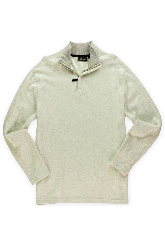 Mens Quarter Zip Pullover Sweater, Beige, Small