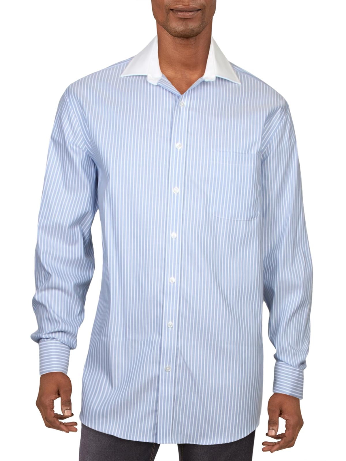 Tasso Elba Mens Regular Fit Button Front French Cuff Shirt Blue M -  Walmart.com