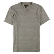 Tasso Elba Mens Reverse Jacquard Basic T-Shirt, Brown, Small