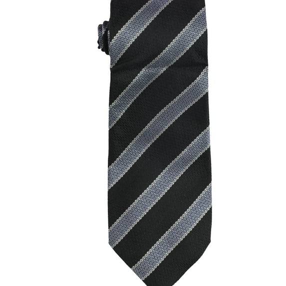 Tasso Elba Mens Stripe Self-tied Necktie, Black, One Size