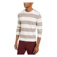 thumbnail image 1 of Tasso Elba Mens Striped Ribbed Trim Pullover Sweater Beige XL, 1 of 4