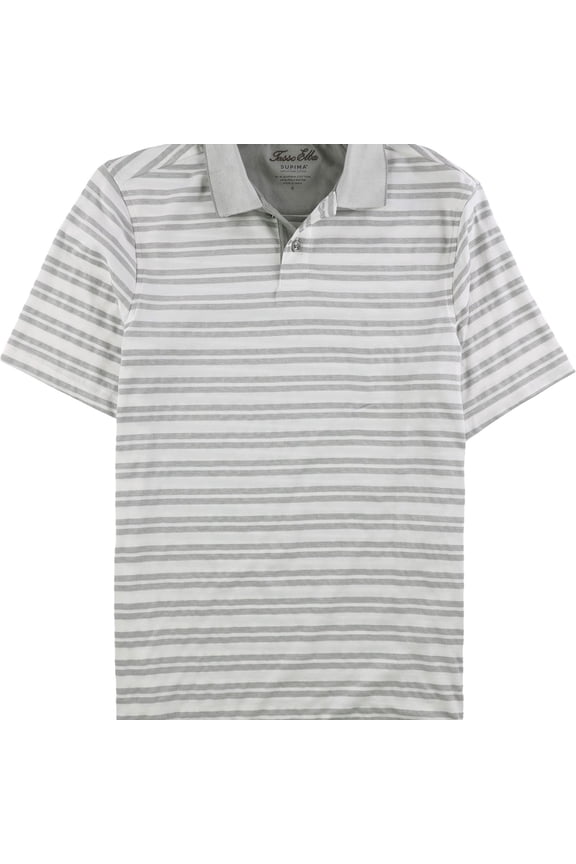 Mens Striped Polo Shirt, Grey, Small