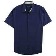 Tasso Elba Mens Textured Button Up Shirt, Blue, Small