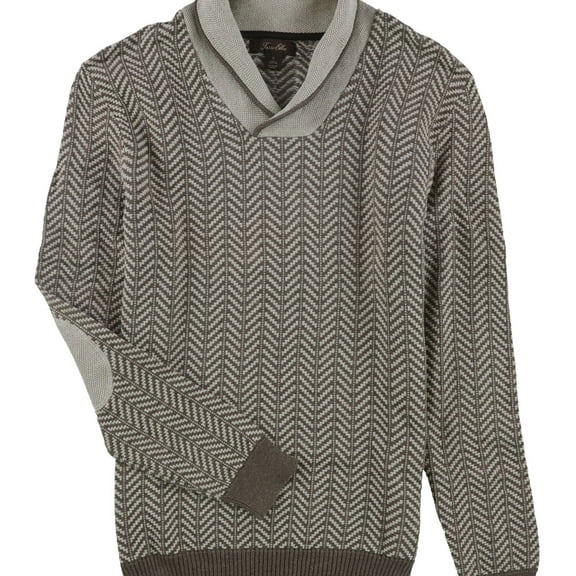 Tasso Elba Mens Textured Knit Pullover Sweater, Beige, Small