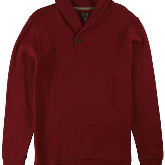 Tasso Elba Mens Textured Shawl-Collar Pullover Sweater, Red, Small