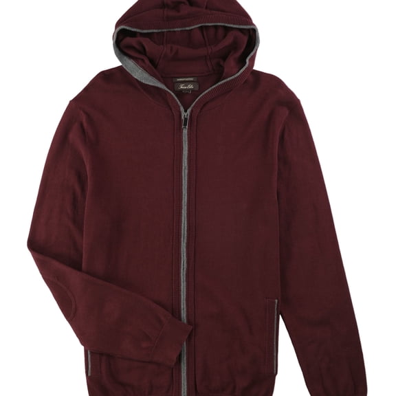 Tasso Elba Mens Zip Front Hoodie Sweatshirt, Red, Medium