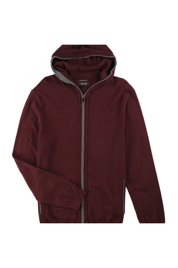 Mens Zip Front Hoodie Sweatshirt, Red, Medium