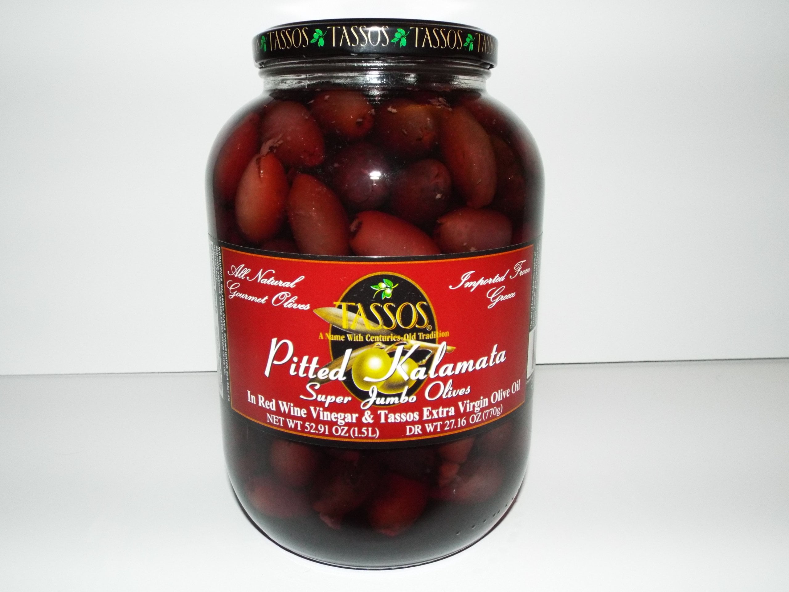 Tassos Pitted Greek Kalamata Olives, 52.9 oz