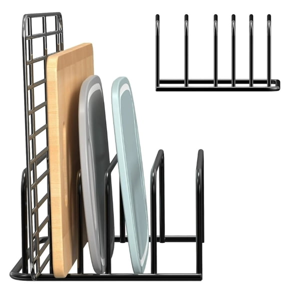 TASTAN Dish Rack for Kitchen, Multi-Functional Kitchen Organizer Rack - 2-Tier Storage for Cutting Boards & Baking Trays, Countertop Space-Saver for Organized Kitchen, Bakeware Rack, Black