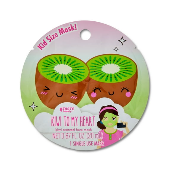 Taste Beauty Kiwi To My Heart Kid Size Face Mask, Kiwi Scented, 1 Count, Age 8+