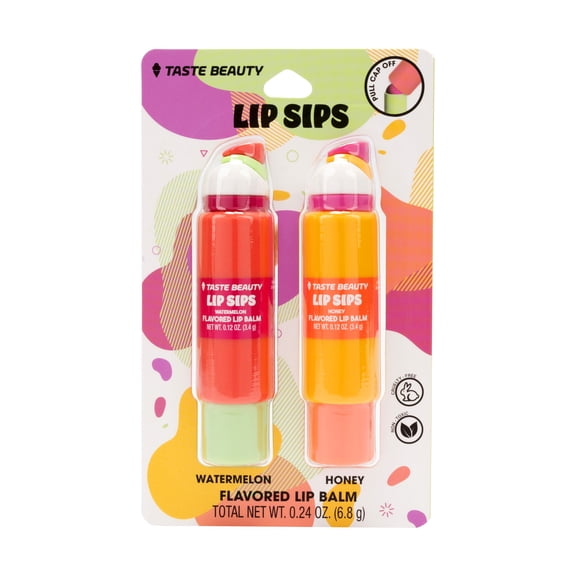 Taste Beauty Lip Sips Lip Balms, Pink and Orange