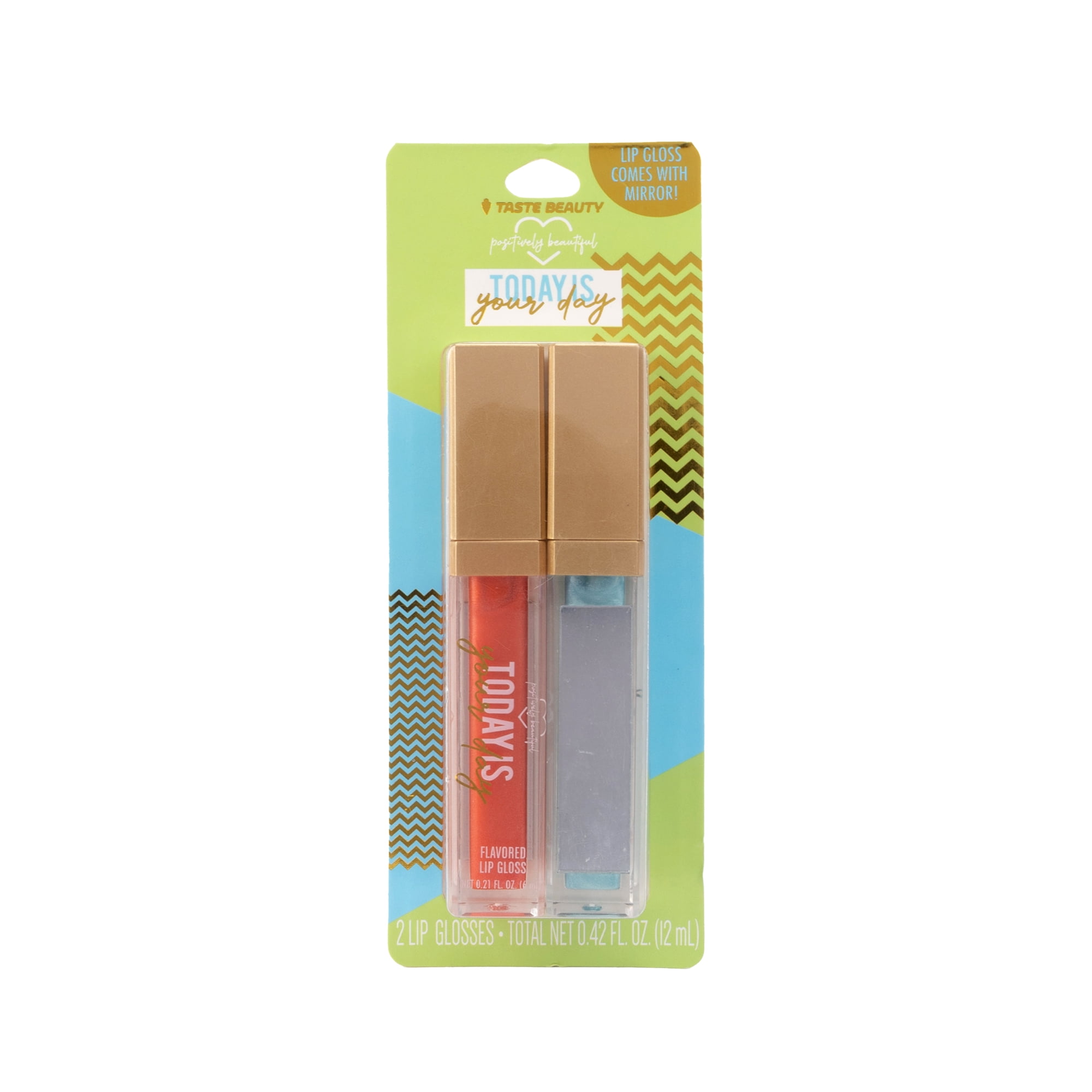 Taste Beauty Power Line Lip Gloss 2pk, .35 oz mirror on a lip gloss