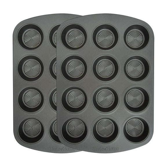 Taste of Home Set of 2 - Non-Stick Metal Muffin Pans, 12 Cups each, Each Cup Diameter is 2.625 Inches