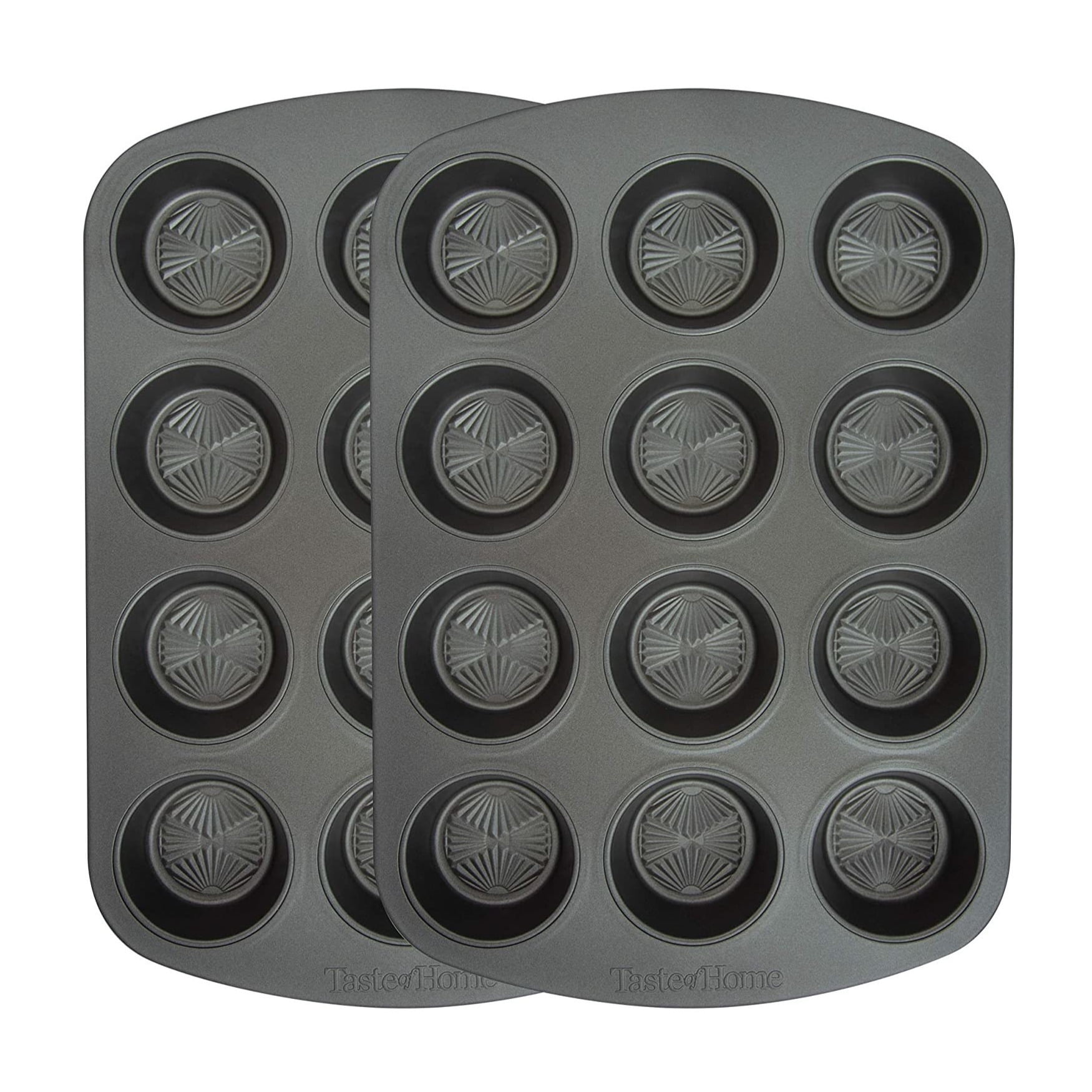 Ash Gray Non-Stick 12-Cup Steel Muffin Pan
