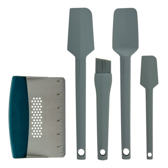 Taste of Home 5 Piece Kitchen Utensil Bundle in Silicone and Stainless Steel in Ash Gray