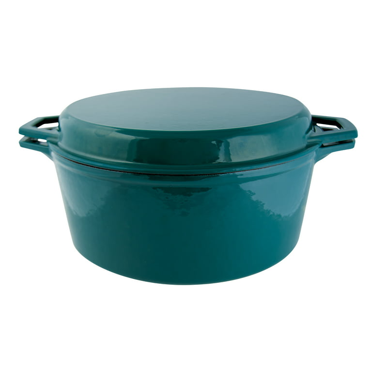 7-Quart Enameled Cast Iron Dutch Oven, Teal, Blue Sold by at Home