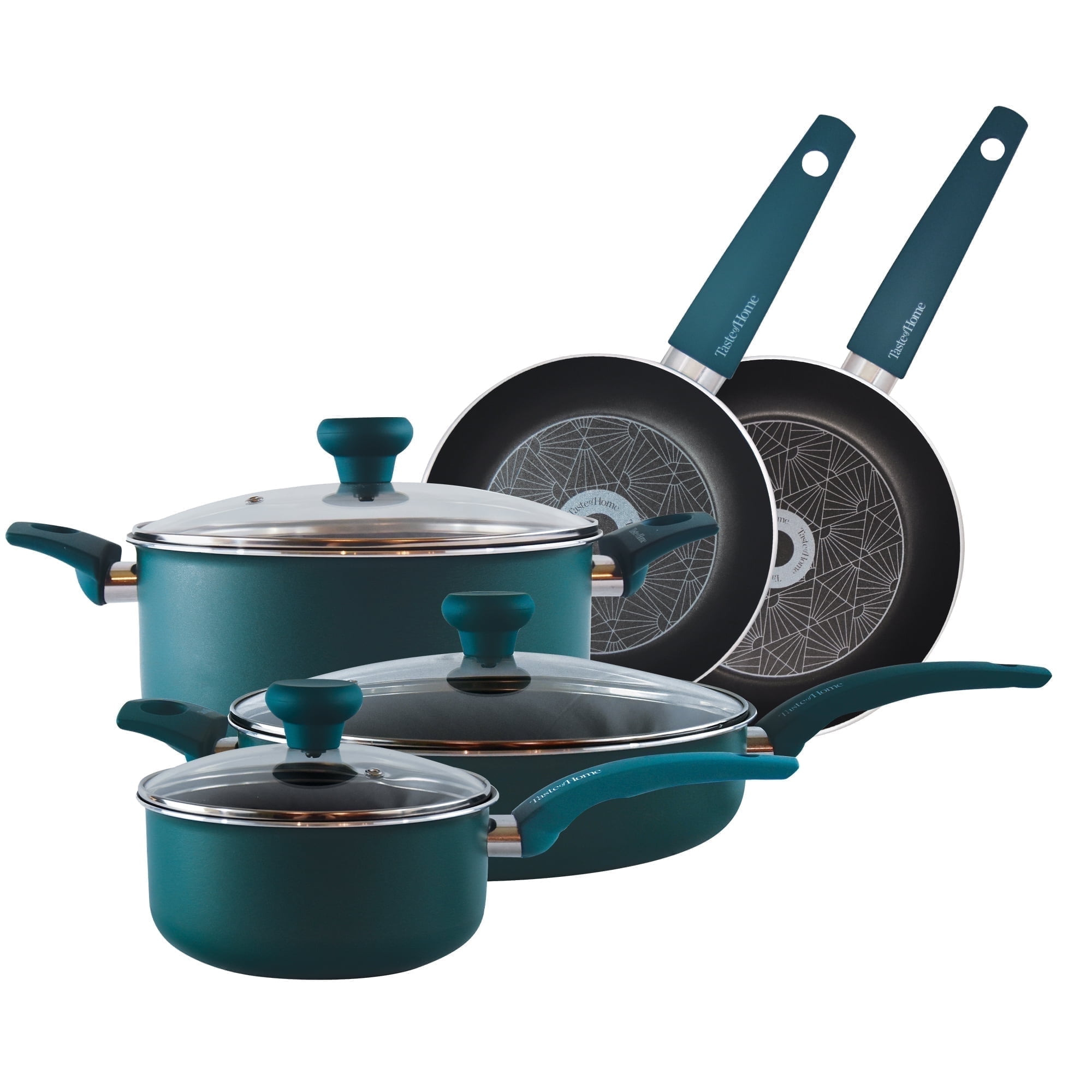 Sea Green Non-stick Aluminum 8-Piece Cookware Set