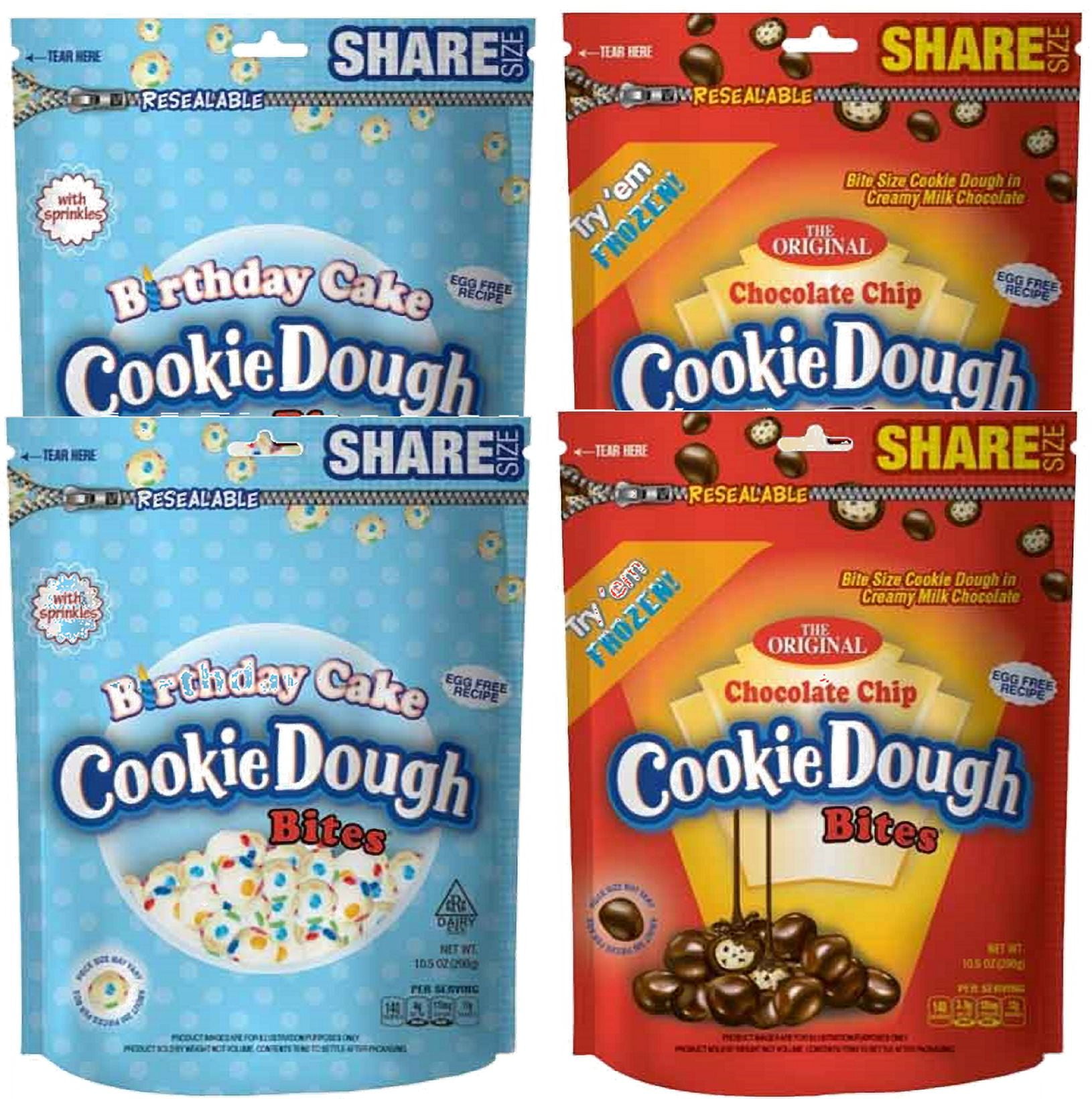Cookie Dough Bites - Birthday Cake - Stand-Up Bag of Chocolate-Covered  Edible Cookie Dough Bites - Egg-Free Edible Cookie Dough Candy - 8 Count  (10.5 oz each bag) Birthday Cake 10.5 Ounce (Pack of 8)