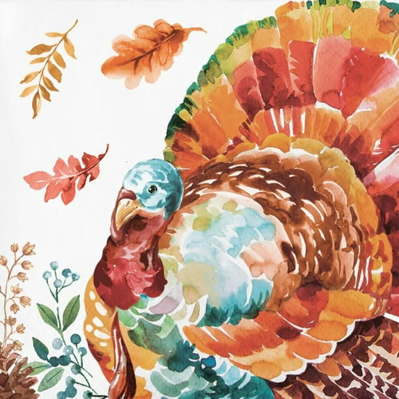 Tasteful Turkey Paper Beverage Napkins 16 Per Pack
