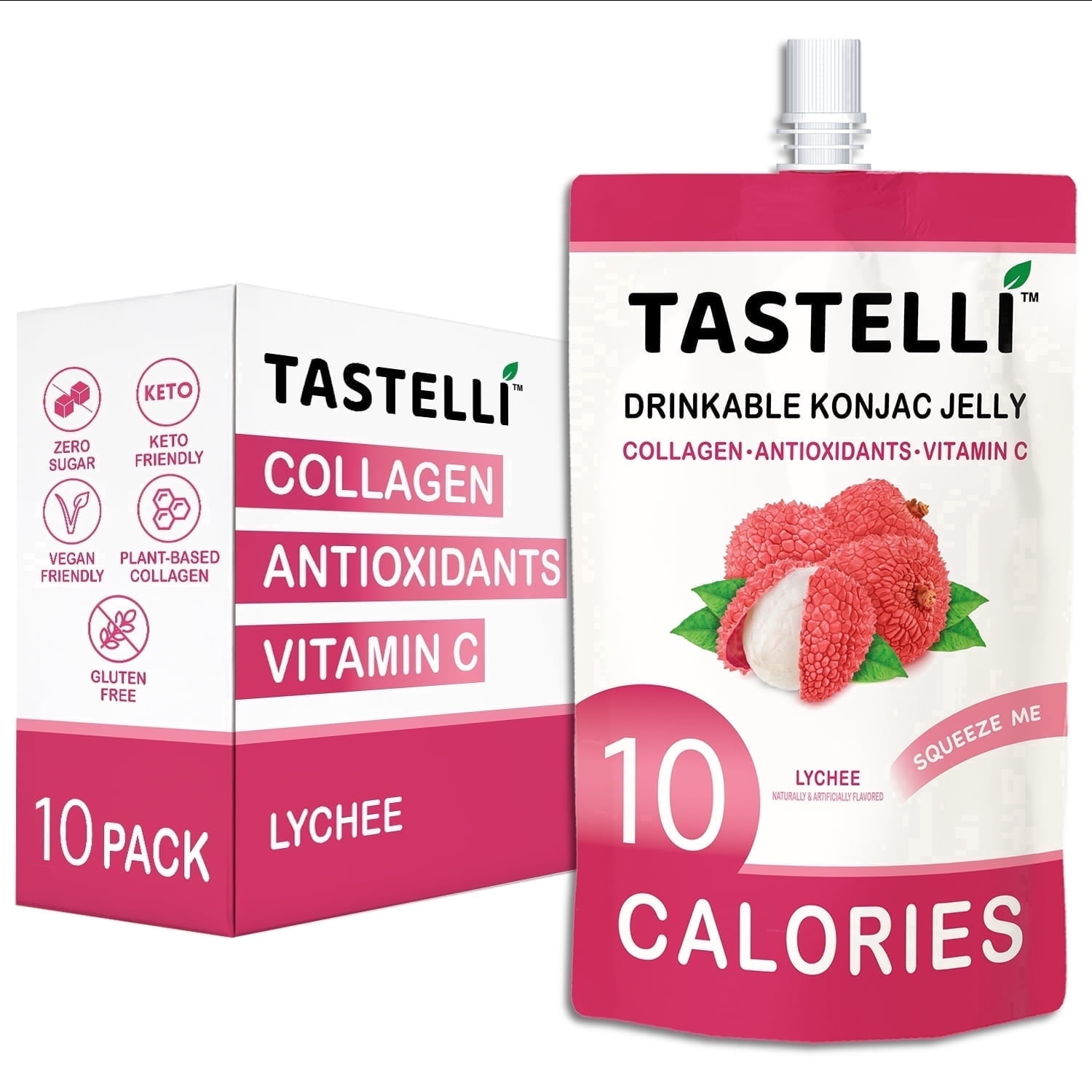Tastelli, Drinkable Fruit Jelly, 150mL x 10 Pouches, Peach