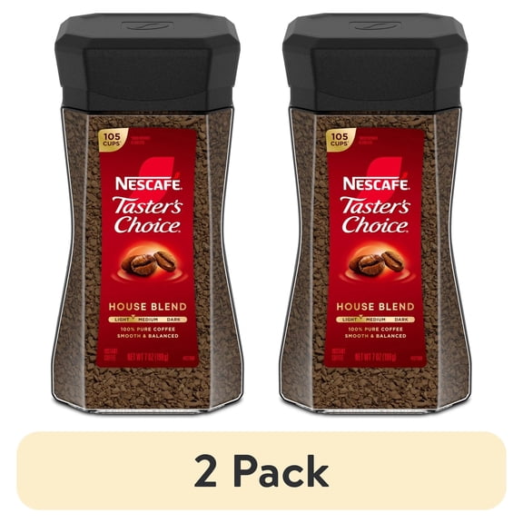 Taster's Choice House Blend Light Medium Roast Instant Coffee, 7 oz Jar, Pack of 2