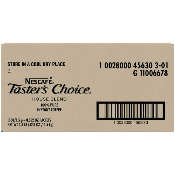 Tasters Choice Instant Coffee - 1000 on the go packets per box, 1 box per case
