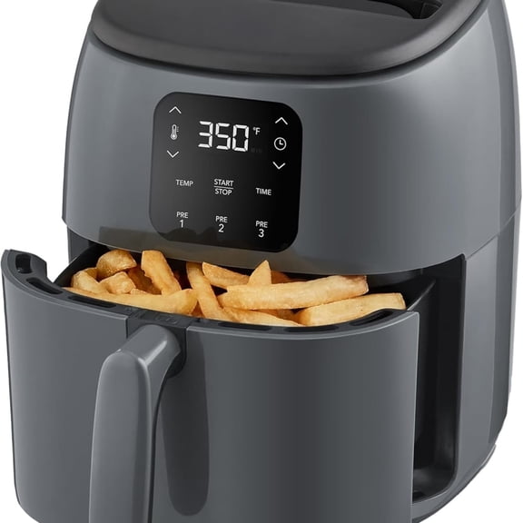 Tasti-Crisp Electric Air Fryer Oven, 2.6 Qt., Grey Compact Air Fryer for Healthier Food in Minutes, I for Small Spaces - Auto Shut Off, Digital, 1000-Watt