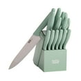 thumbnail image 1 of Tasty 15-Piece Stainless Steel Kitchen Knife Set With Block, Soft-Grip Handles Sage, 1 of 8