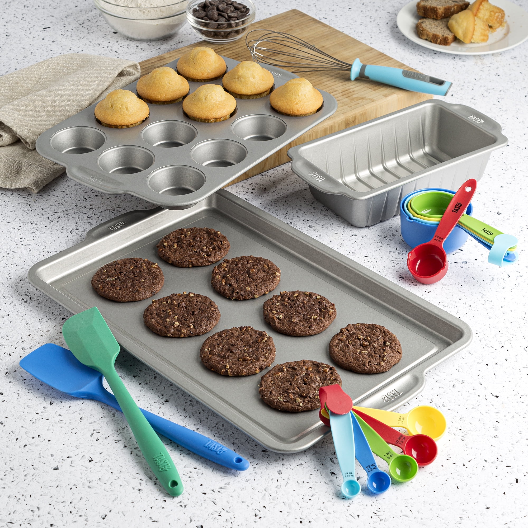Cuisinart Nesting Bowls 15 Piece Baking Set Measuring Spoons Whisk Spatula  New