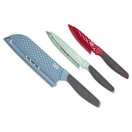 Tasty 3 Piece Cutlery Knife Set with Diamond Texture Blades, Includes Blade Guards