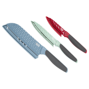 Tasty 3 Piece Cutlery Knife Set with Diamond Texture Blades, Includes Blade Guards