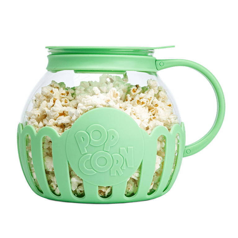 Tasty Brand Microwave Popcorn Popper. 1-1/2 QT Glass w/ Rubber Lid &  Handle