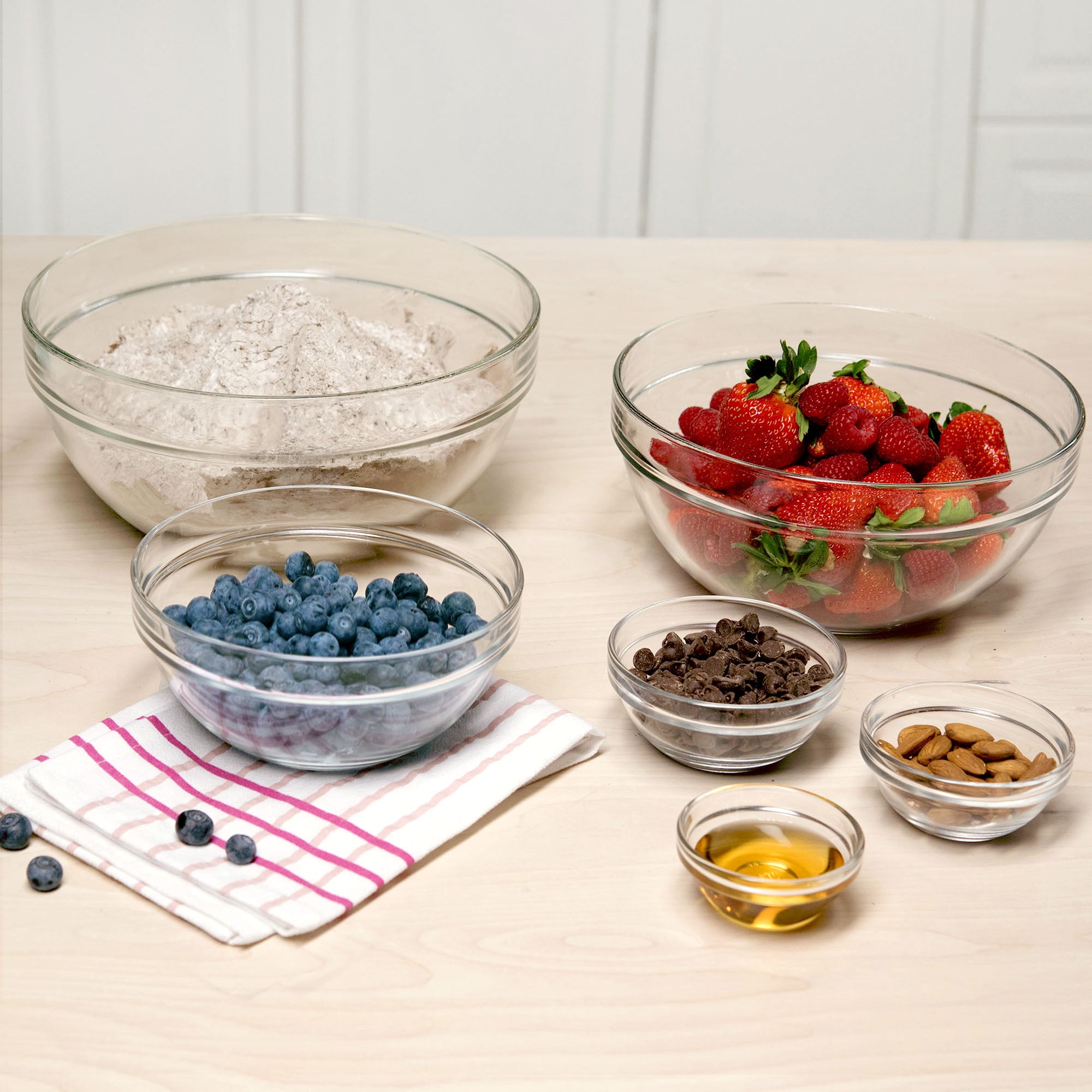 Taykoo Glass Salad Bowls Gold Rim Mixing Bowls for Kitchen Prep Fruit Pasta  Popcorn and Snack